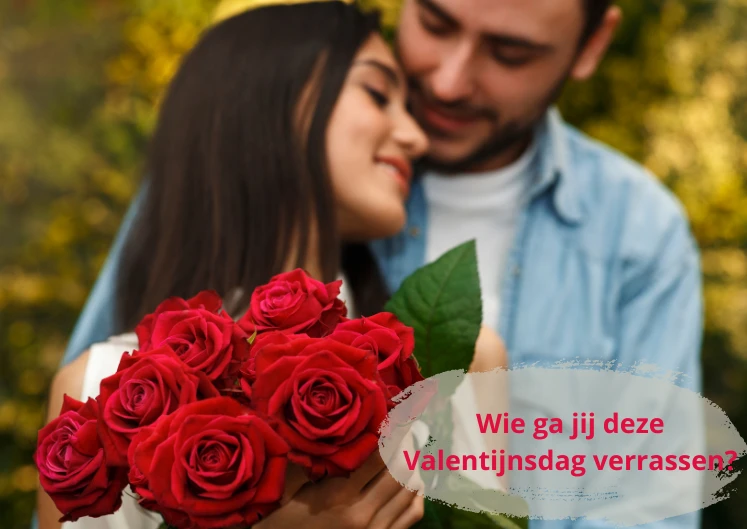 Blijde ontvanger met bloemen in Nederland